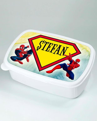 Lunch box personalizat cu nume si personaj Spiderman