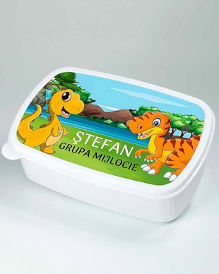 Lunch box personalizat cu nume si personaj Dinozauri