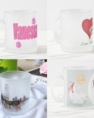 Cana din sticla sablata personalizata