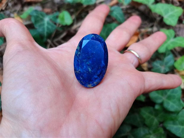 Inel Lapis lazuli fatetat si Argint 925 - IN1213 - Inel albastru reglabil, cadou sotie, inel cadou, bijuterii cadou, bijuterii lapis lazuli, cristale vindecatoare, cristaloterapie, cristale de colectie