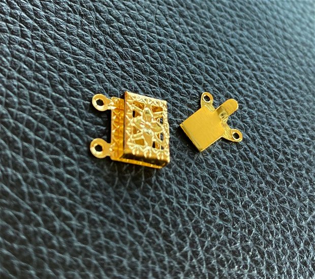 Inchizatoare multisirag otel inoxidabil placat cu aur 24k forma rectangulară 15x10x3mm - 1 bucata