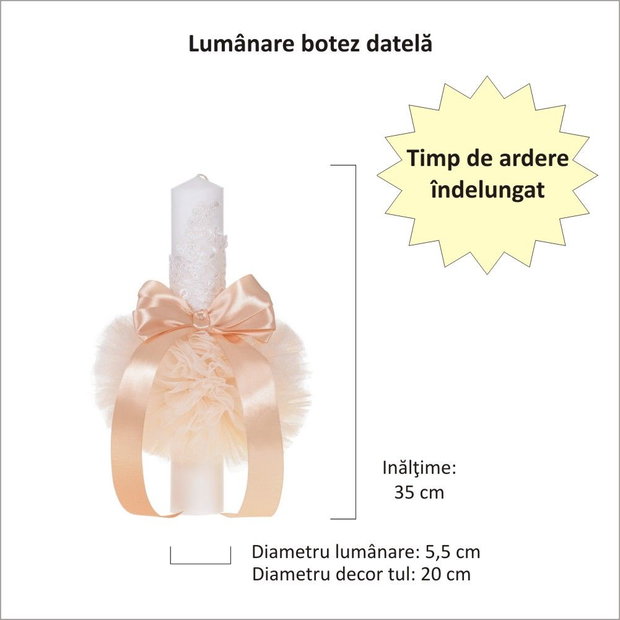 Set elegant lumanare botez si trusou botez in landou, decor dantela Ivoire