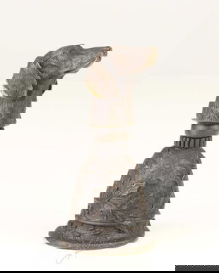 Clopot de masa din bronz cu un cap de caine