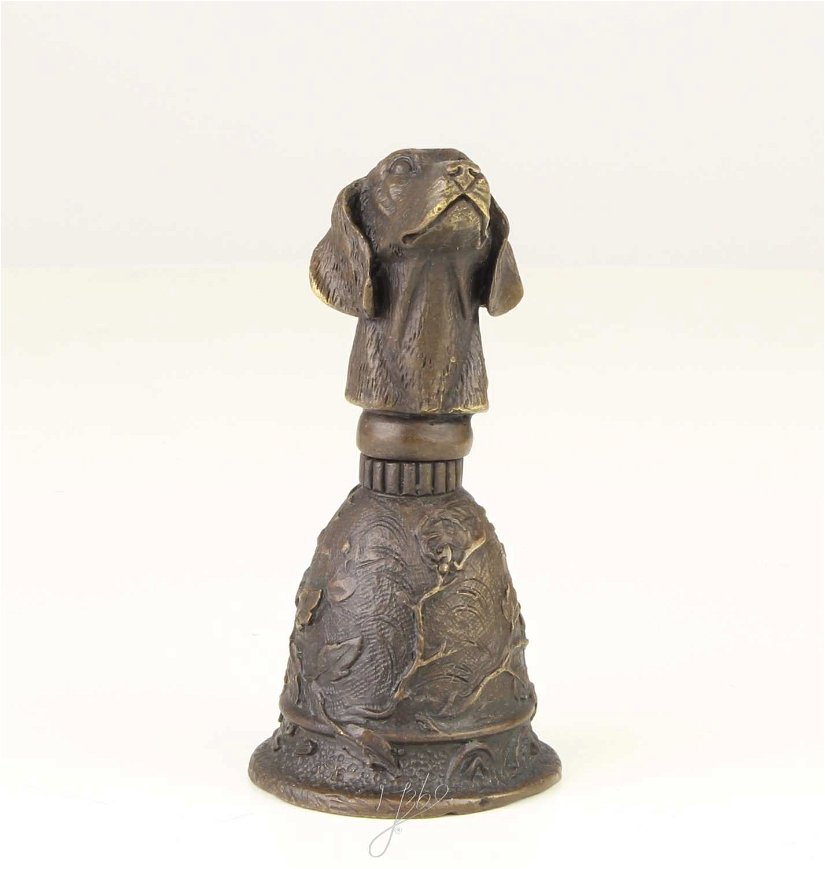 Clopot de masa din bronz cu un cap de caine