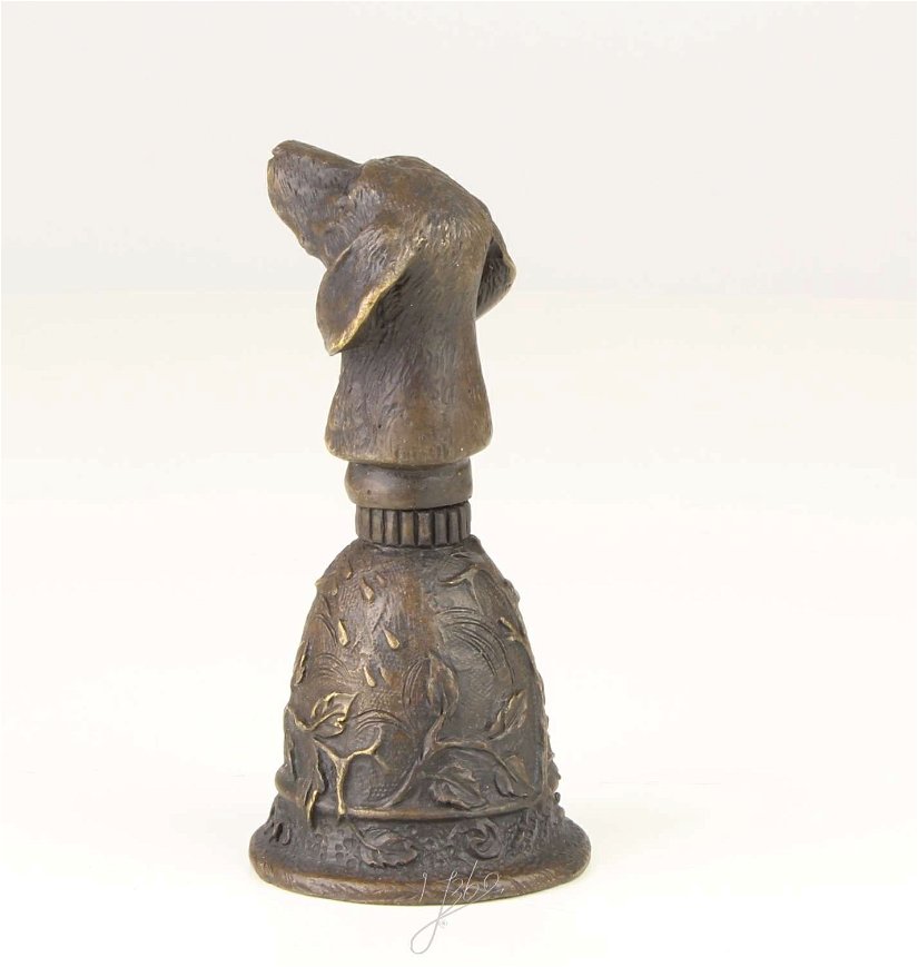 Clopot de masa din bronz cu un cap de caine