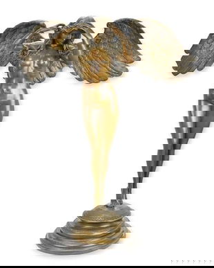 Coboara noaptea-statueta din bronz pe un soclu din marmura