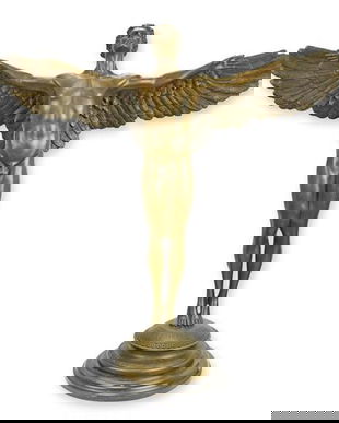 Rasaritul zilei-statueta din bronz pe un soclu din marmura