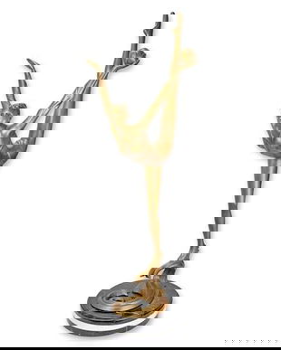 Balerina cu mingea-statueta din bronz cu un soclu din marmura