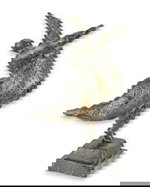 Dansatoare nud-statueta moderna din bronz cu un soclu din marmura