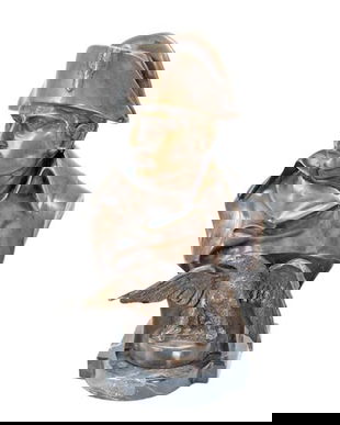 Napoleon-bust din bronz pe un soclu din marmura