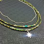 Colier argint X3 turcoaz african natural heishi charm argint stea lant argint minimalist trendy boho chic wearable - Transport gratuit