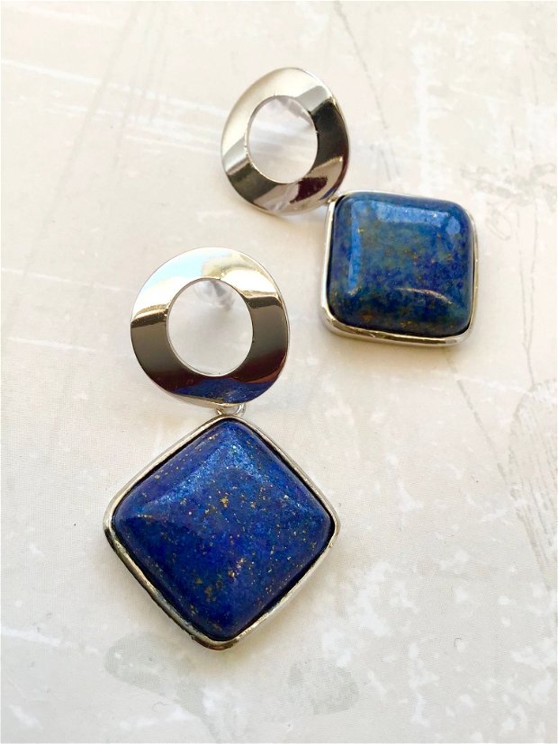 Cercei lapis lazuli & inox silver