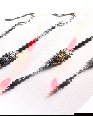 cercei coral rosu 43319