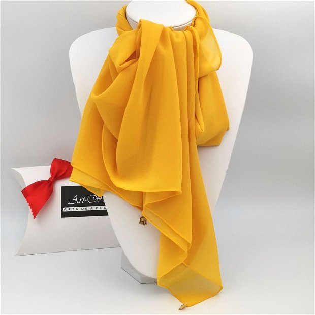 Eșarfă galbenă "FLOAREA SOARELUI" - Colecția MINI