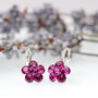 Cercei Swarovski / Chaton Flower pentru fetite / Fuchsia  Argint 925