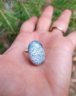 Inel Opal dendritic si Argint 925 - IN1216 - Inel alb reglabil, bijuterii opal, inel pietre semipretioase, cristale vindecatoare, cristaloterapie, cadou iubita, inel cadou, bijuterii cadou, inel mireasa, inel logodna