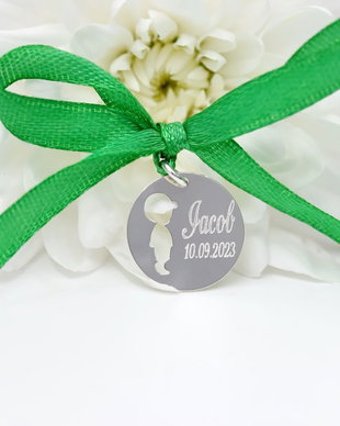 Banut Mot/Botez/Ruperea Turtei Argint 925 Decupaj Baietel /1,6 Cm