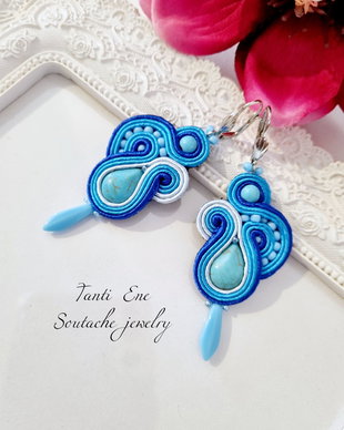 Cercei soutache turcoaz