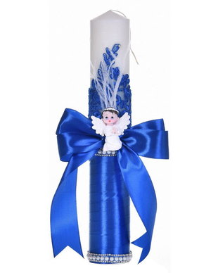 Lumanare botez ingeras, lumanare botez eleganta baiat, lumanare botez decor Albastru