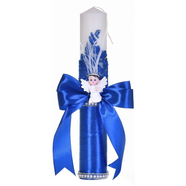 Lumanare botez ingeras, lumanare botez eleganta baiat, lumanare botez decor Albastru