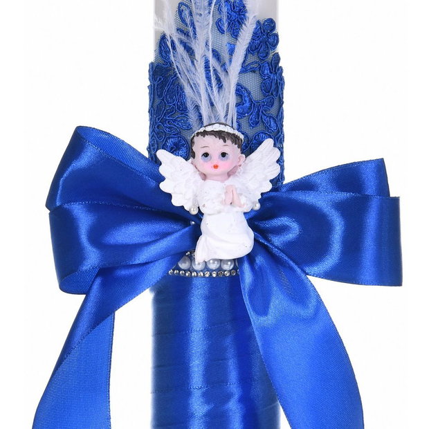 Lumanare botez ingeras, lumanare botez eleganta baiat, lumanare botez decor Albastru