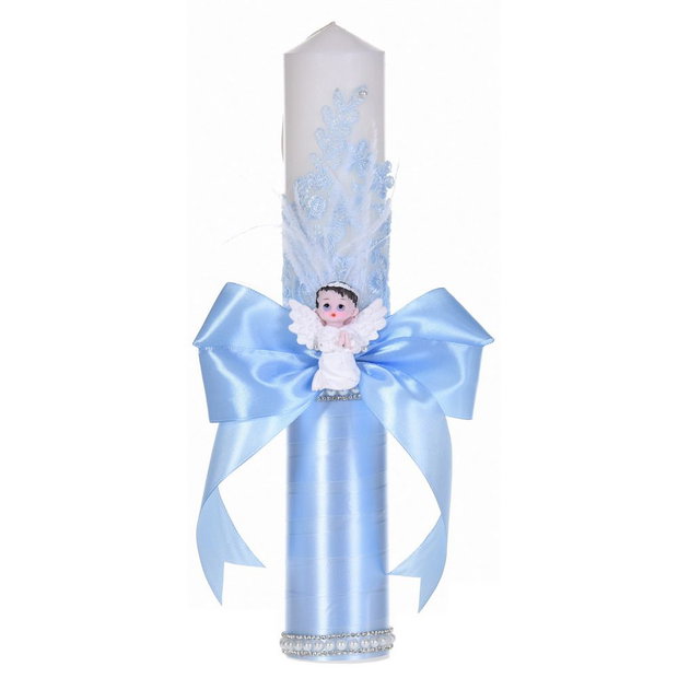 Lumanare botez ingeras, lumanare botez eleganta baiat, lumanare botez decor Bleu