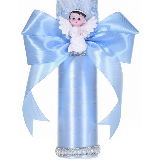 Lumanare botez ingeras, lumanare botez eleganta baiat, lumanare botez decor Bleu