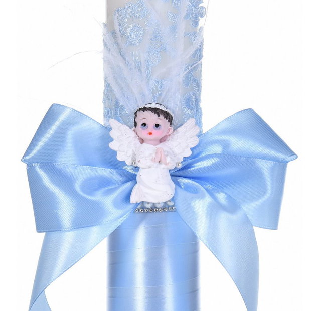 Lumanare botez ingeras, lumanare botez eleganta baiat, lumanare botez decor Bleu