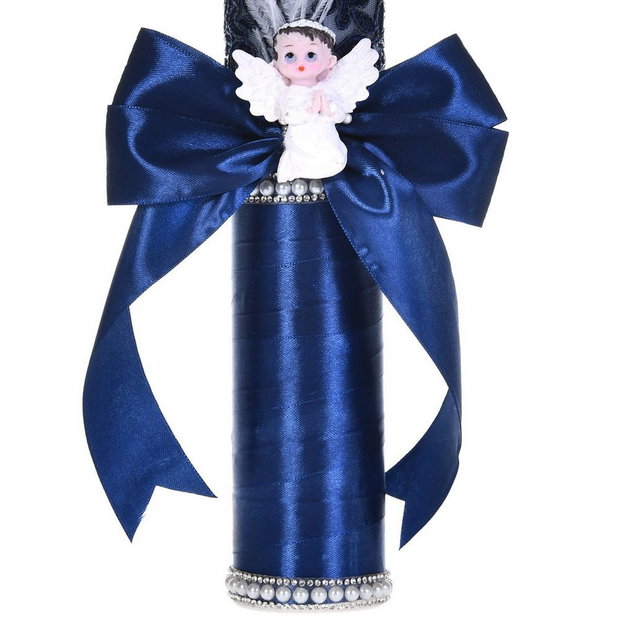 Lumanare botez ingeras, lumanare botez eleganta baiat, lumanare botez decor Bleumarine