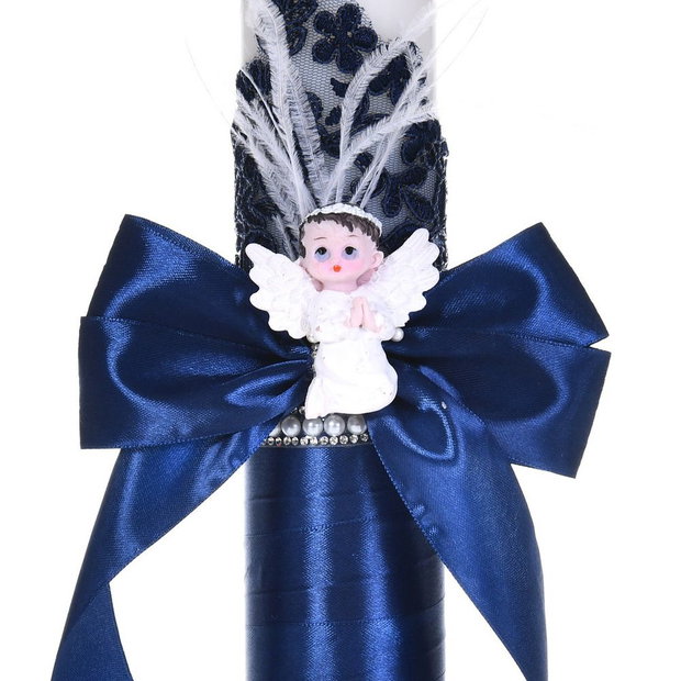 Lumanare botez ingeras, lumanare botez eleganta baiat, lumanare botez decor Bleumarine