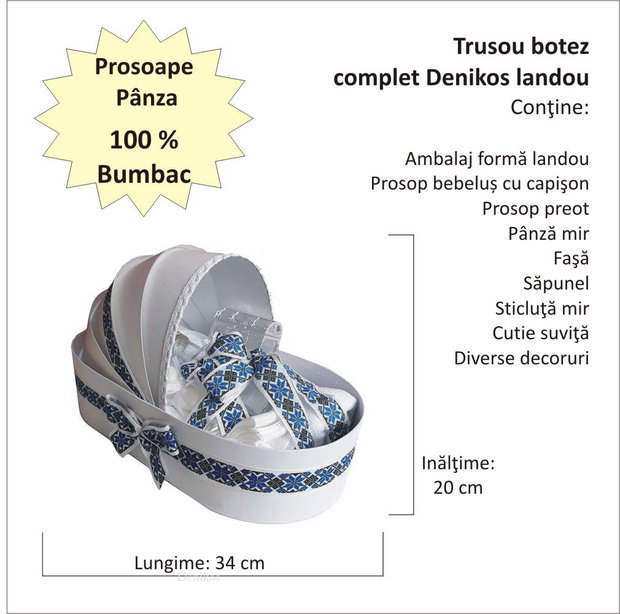 Set costum botez traditional baiat, trusou si lumanare personalizata, decor traditional popular, set botez popular, lumanare personalizata cu nume