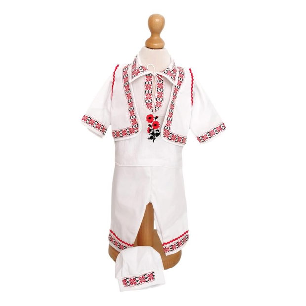Set costum botez traditional baiat, trusou si lumanare personalizata, decor traditional popular, set botez popular, lumanare personalizata cu nume
