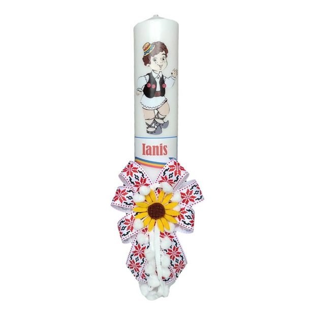 Set costum botez traditional, trusou si lumanare personalizata, decor traditional popular, set botez popular, lumanare personalizata cu nume
