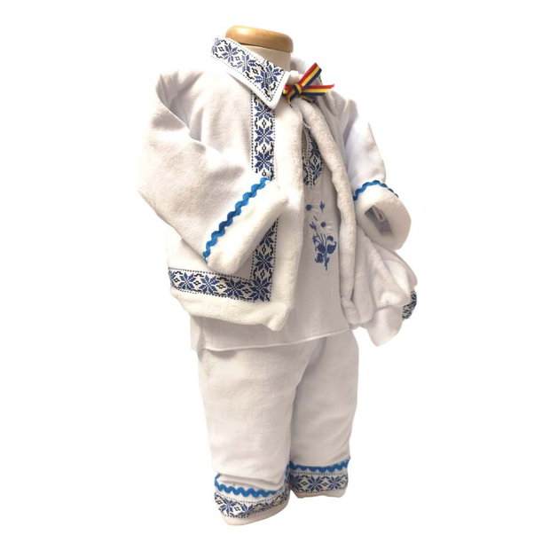 Set costum botez traditional, trusou si lumanare personalizata, decor traditional popular, set botez popular, lumanare personalizata cu nume