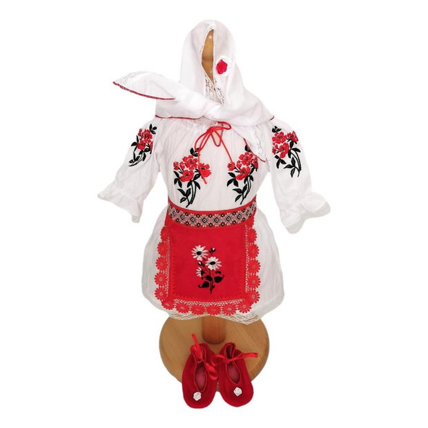 Set costum botez traditional fata, trusou si lumanare personalizata, decor traditional popular, set botez national, lumanare personalizata cu nume