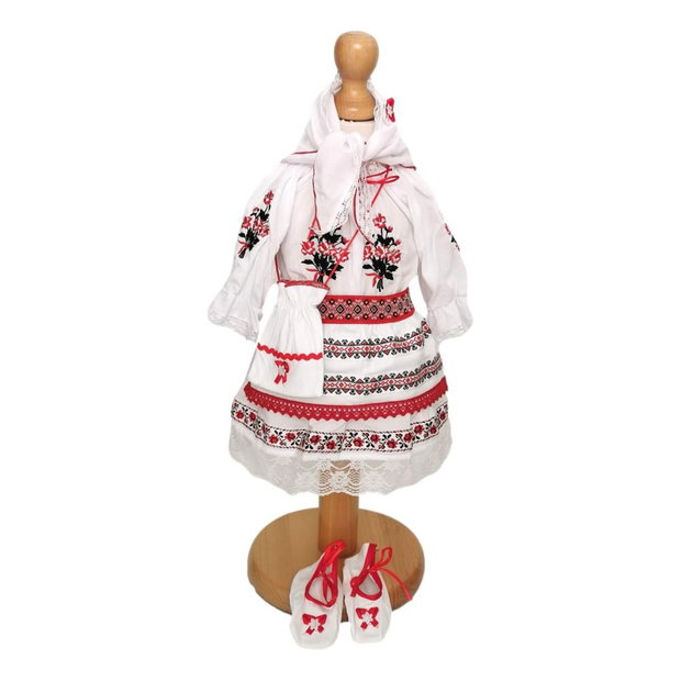 Set costum botez traditional fata, trusou si lumanare personalizata, decor traditional popular, set botez national, lumanare personalizata cu nume