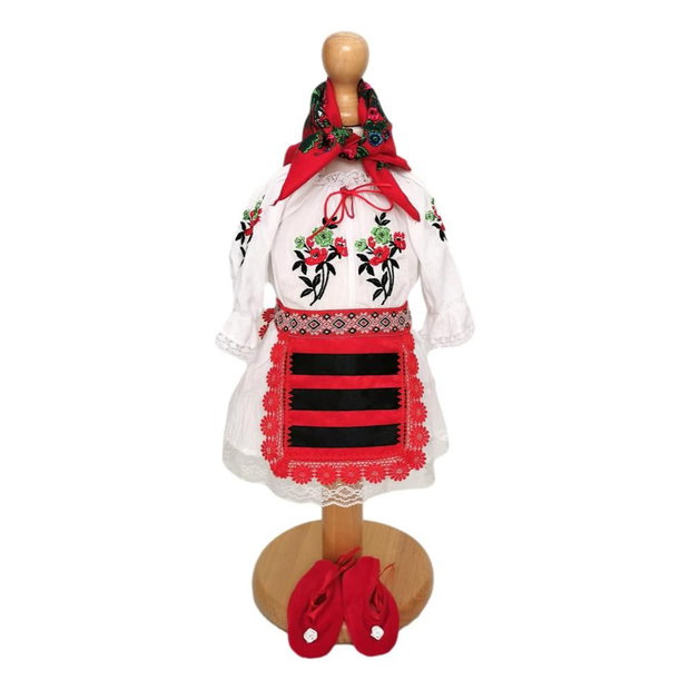 Set costum botez traditional fata, trusou si lumanare personalizata, decor traditional popular, set botez national, lumanare personalizata cu nume
