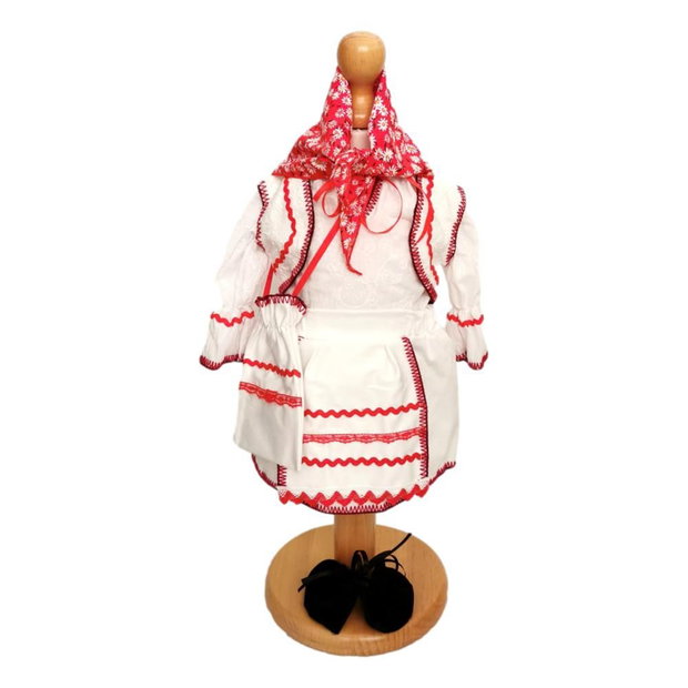 Set costum botez traditional fata, trusou si lumanare personalizata, decor traditional popular, set botez national, lumanare personalizata cu nume