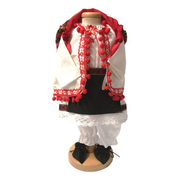 Set costum botez traditional fetita, trusou si lumanare personalizata, decor traditional popular, set botez national, lumanare personalizata cu nume