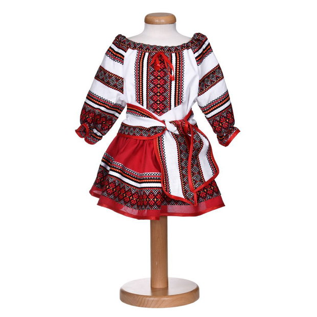 Set hainute botez traditional fetita, trusou si lumanare, decor traditional popular, set botez cu motive nationale, set botez national
