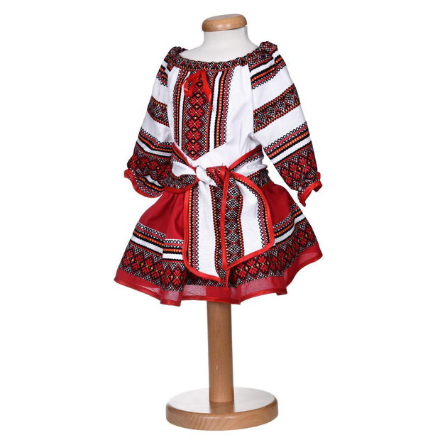 Set hainute botez traditional fetita, trusou si lumanare, decor traditional popular, set botez cu motive nationale, set botez national