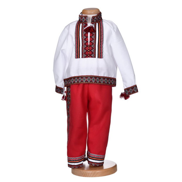 Set hainute botez traditional baiat, trusou si lumanare, decor traditional popular, set botez cu motive nationale, set botez national