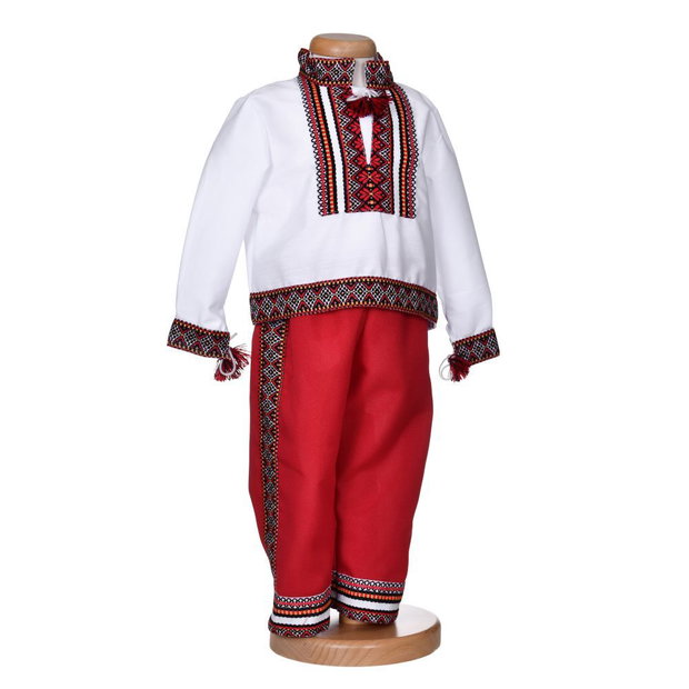 Set hainute botez traditional baiat, trusou si lumanare, decor traditional popular, set botez cu motive nationale, set botez national