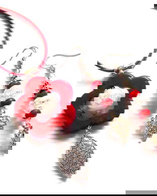 set cu howlite rosu si cristal de stanca 43367