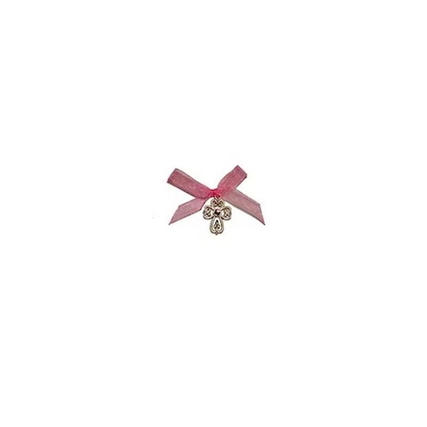 Cruciulite botez dantelate roz si cutie cadou, set 50 cruciulite decorate