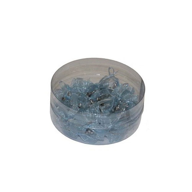 Cruciulite botez dantelate bleu si cutie cadou, set 30 cruciulite decorate