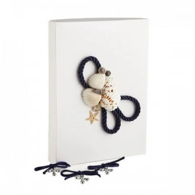 Cruciulite botez bleumarine baiat si cutie cadou tema marina, set 50 cruciulite botez decorate fundite bleumarine
