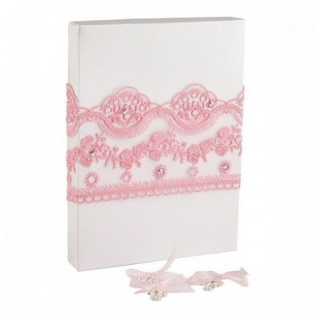 Cruciulite botez roz pentru fetita si cutie cadou, set 50 cruciulite botez decorate fundite roz