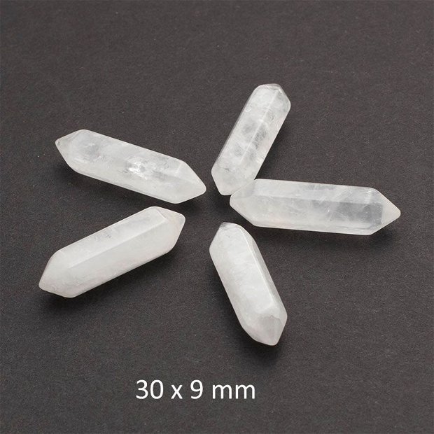Cristal de Stanca natural, Brazilia, netratat, negaurit, varf dublu, 30 x 9 mmAM-67