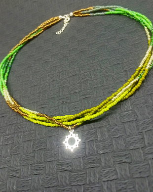 Colier argint X4 miyuki gradient nuante charm argint soare boho chic  - Transport gratuit